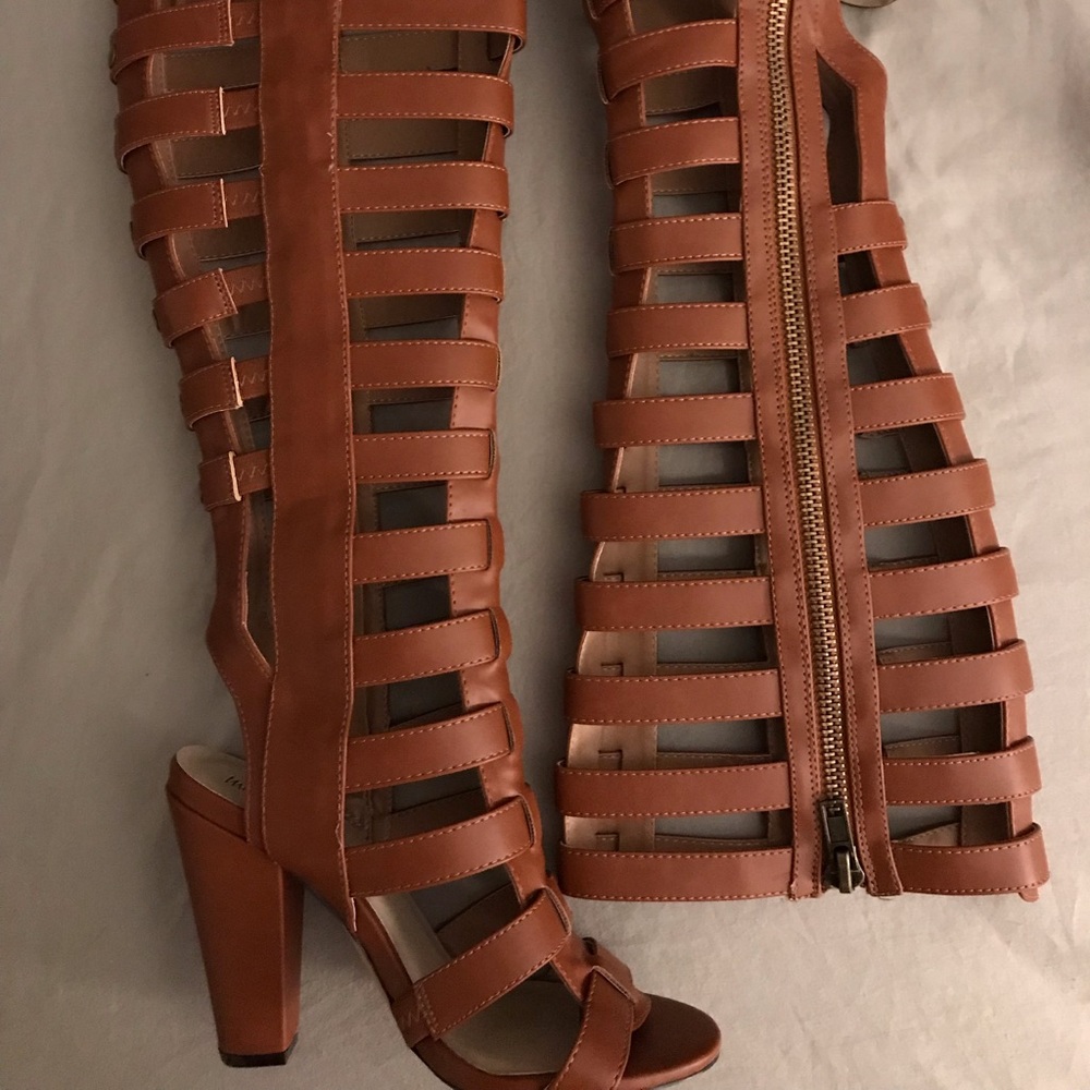 Brown Zip Up Heels